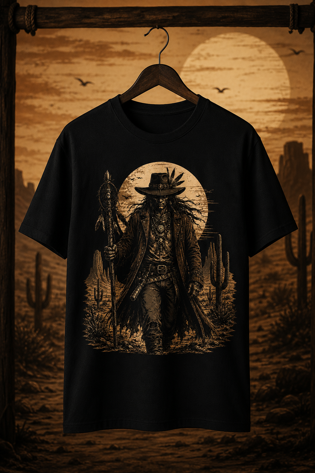 T-shirt Spirit Walker | T-shirt graphique chaman occidental | T-shirt aventurier du désert | T-shirt cow-boy gothique
