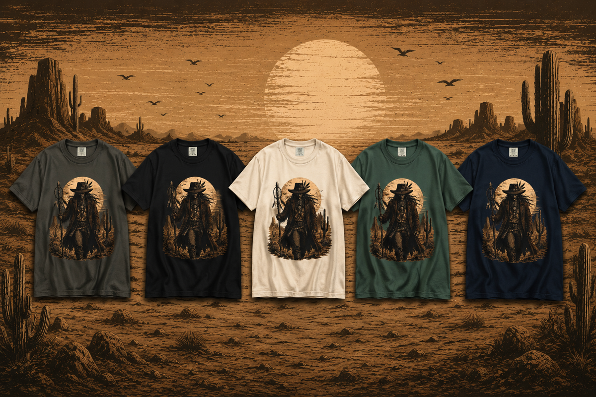 T-shirt Spirit Walker | T-shirt graphique chaman occidental | T-shirt aventurier du désert | T-shirt cow-boy gothique