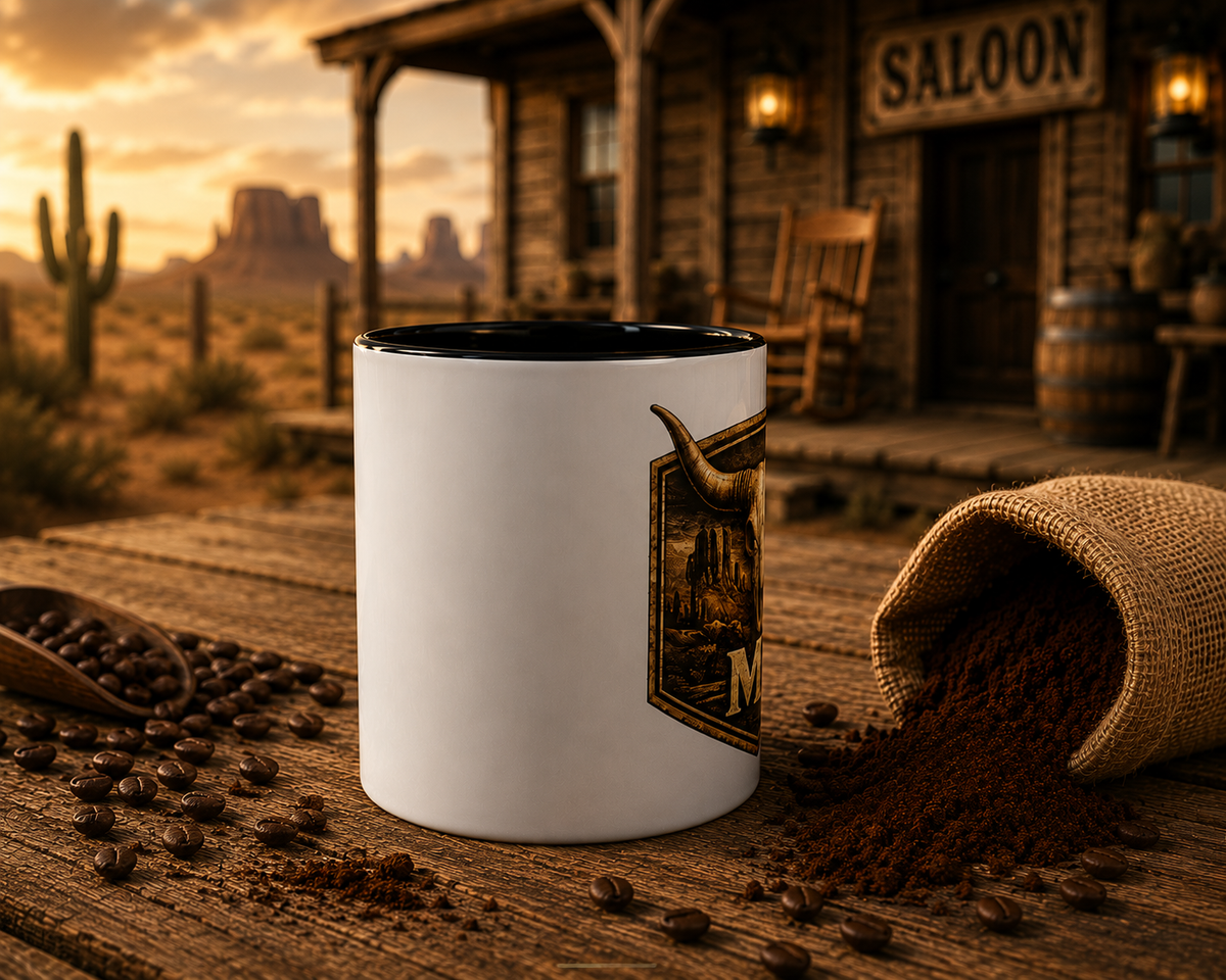 Western Longhorn Skull Mug | Rustic Cowboy Coffee Cup | Montana Flow