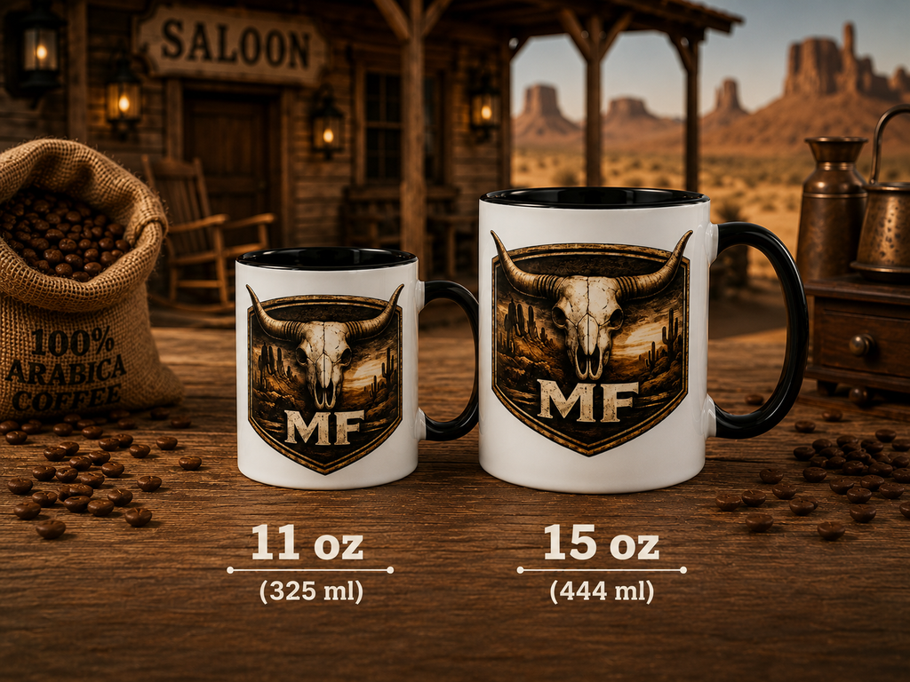 Western Longhorn Skull Mug | Rustic Cowboy Coffee Cup | Montana Flow