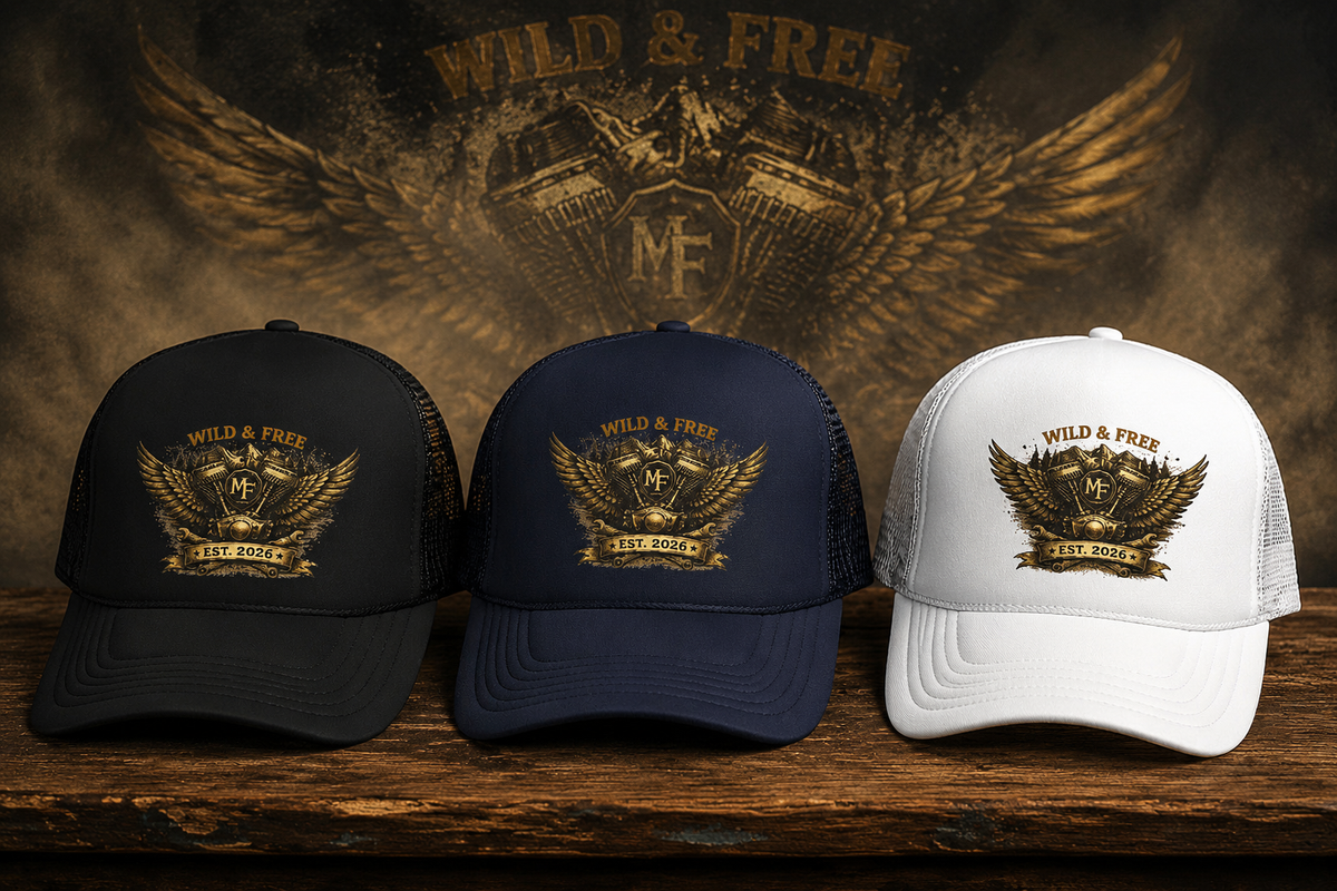 Wild Free Trucker Hat Vintage Biker Cap for Riders, Motorcycle Lifestyle Gift, Montana Flow