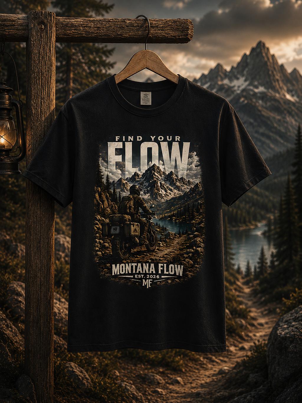 T-shirt d'aventure en montagne « Find Your Flow », t-shirt à motif de motard, cadeau pour explorateur en plein air