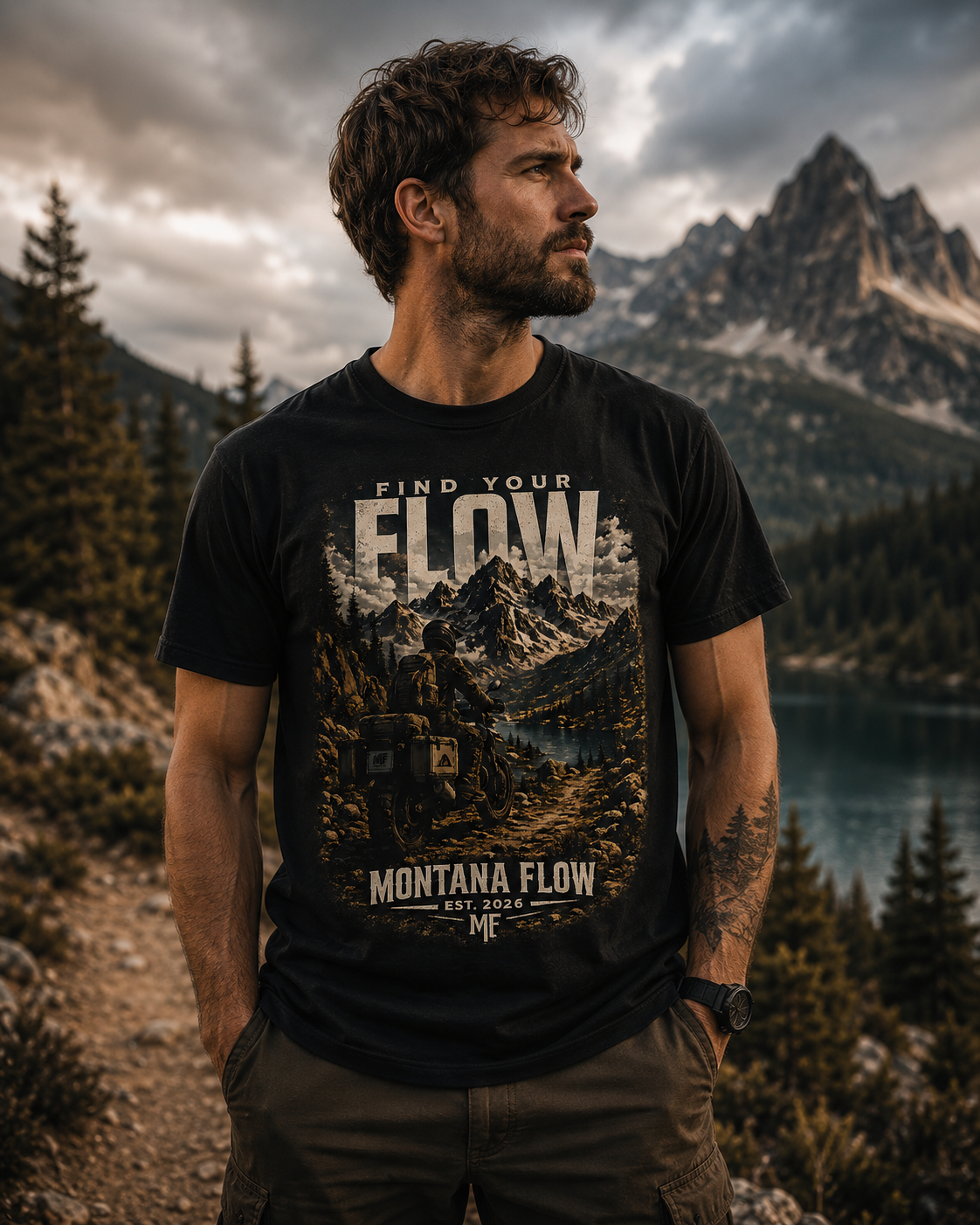 Find Your Flow Mountain Adventure Shirt, Motorcycle Rider Graphic Tee, Outdoor Explorer Gift