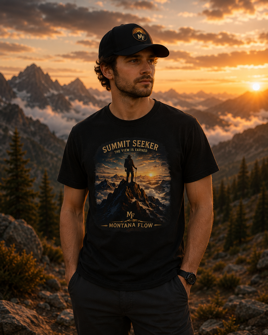 Summit Seeker Shirt | The View Is Earned Mountain Graphic Tee | Outdoor Adventure Gift for Hikers