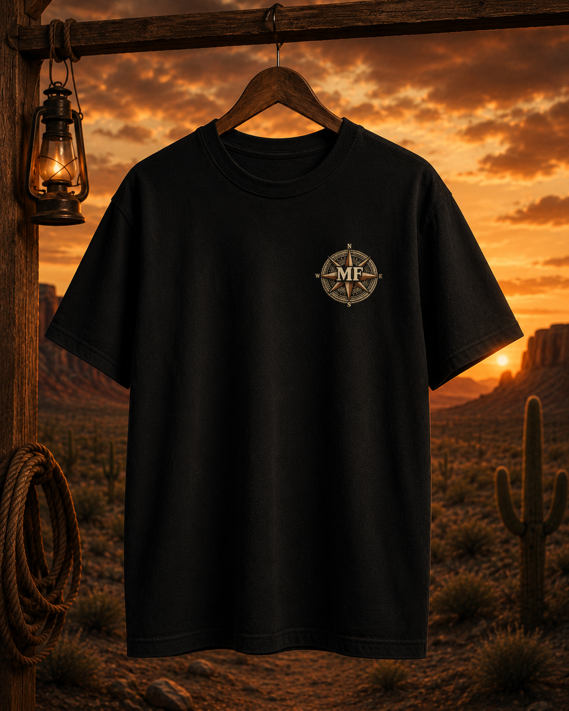 Western Sunset Explorer Shirt, Cowboy Back Print Tee, Desert Adventure Graphic T-Shirt