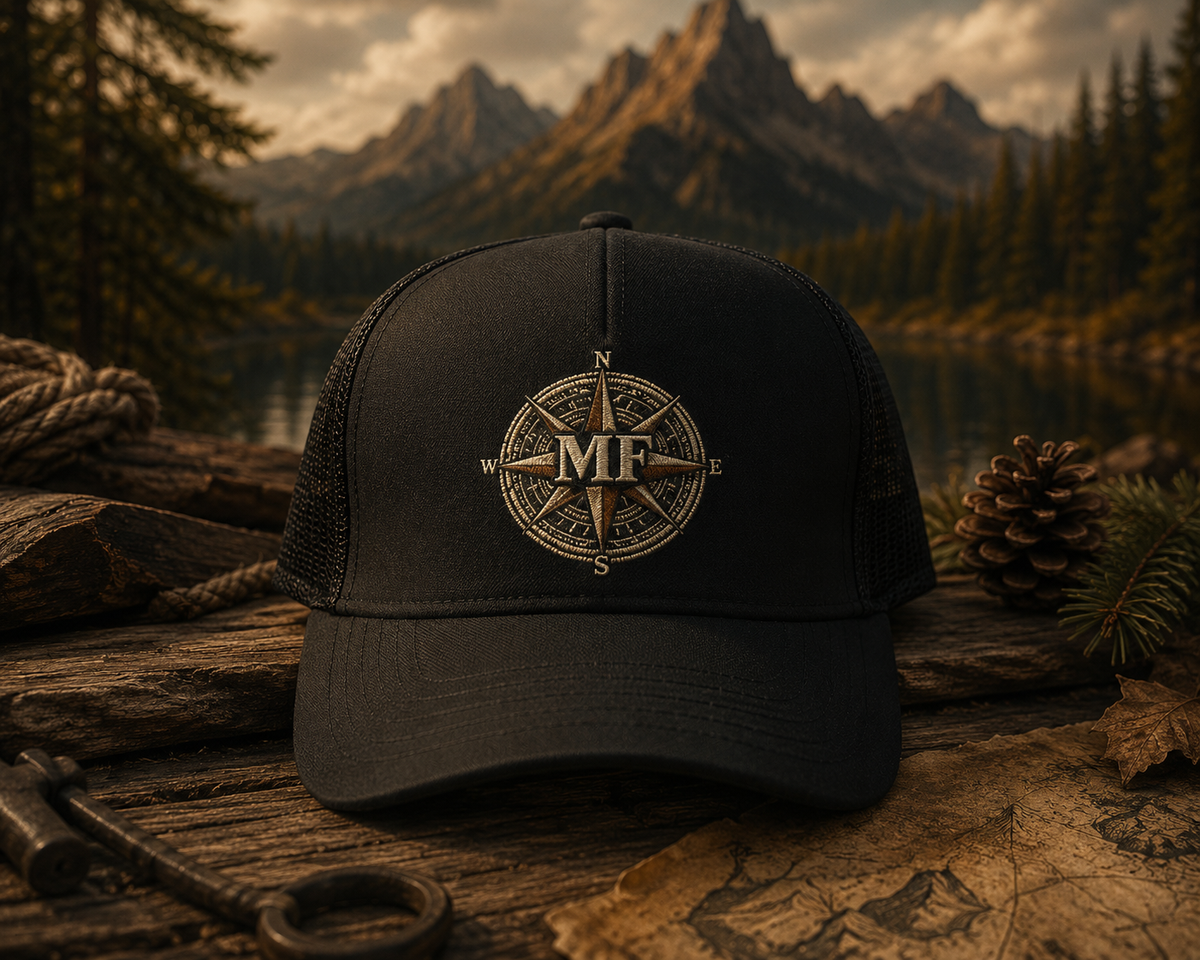 Compass Trucker Hat, Adventure Cap, Outdoor Hat, Hiking Gift, Road Trip Mountain Hat