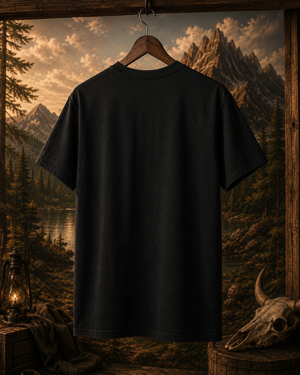 T-shirt boussole de montagne, haut pour l'aventure en plein air, t-shirt avec motif crâne de taureau, haut randonnée et nature, t-shirt Montana Flow