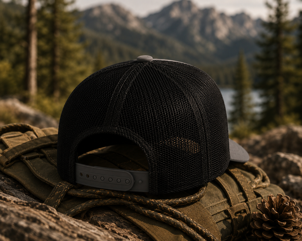 Casquette de camionneur Mountain, casquette d'aventure en plein air, casquette de camping, cadeau de randonnée, casquette Montana Flow Outdoor Division