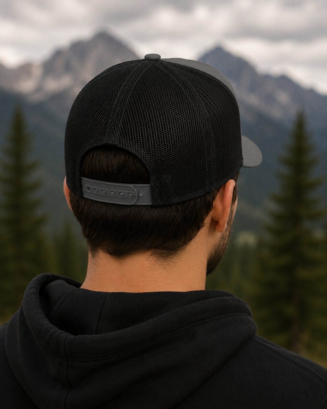 Mountain Trucker Hat, Outdoor Adventure Cap, Camping Hat, Hiking Gift, Montana Flow Outdoor Division Hat