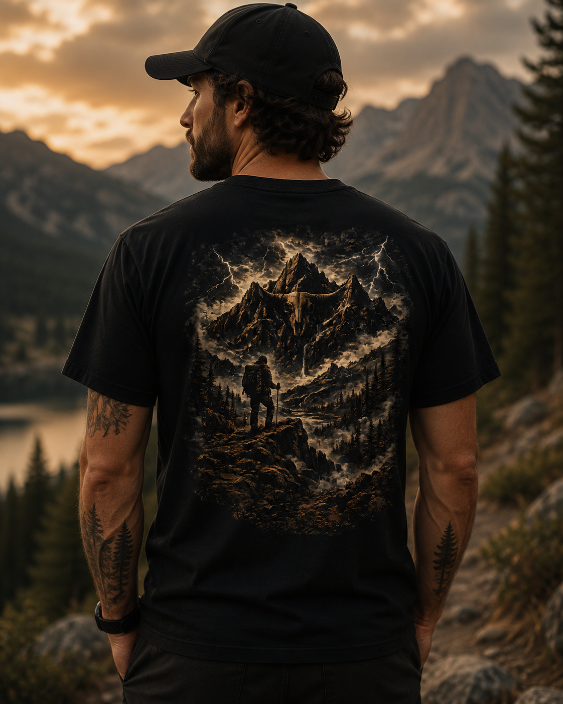 Mountain Wanderer Tee | Longhorn Skull Wilderness Adventure Shirt