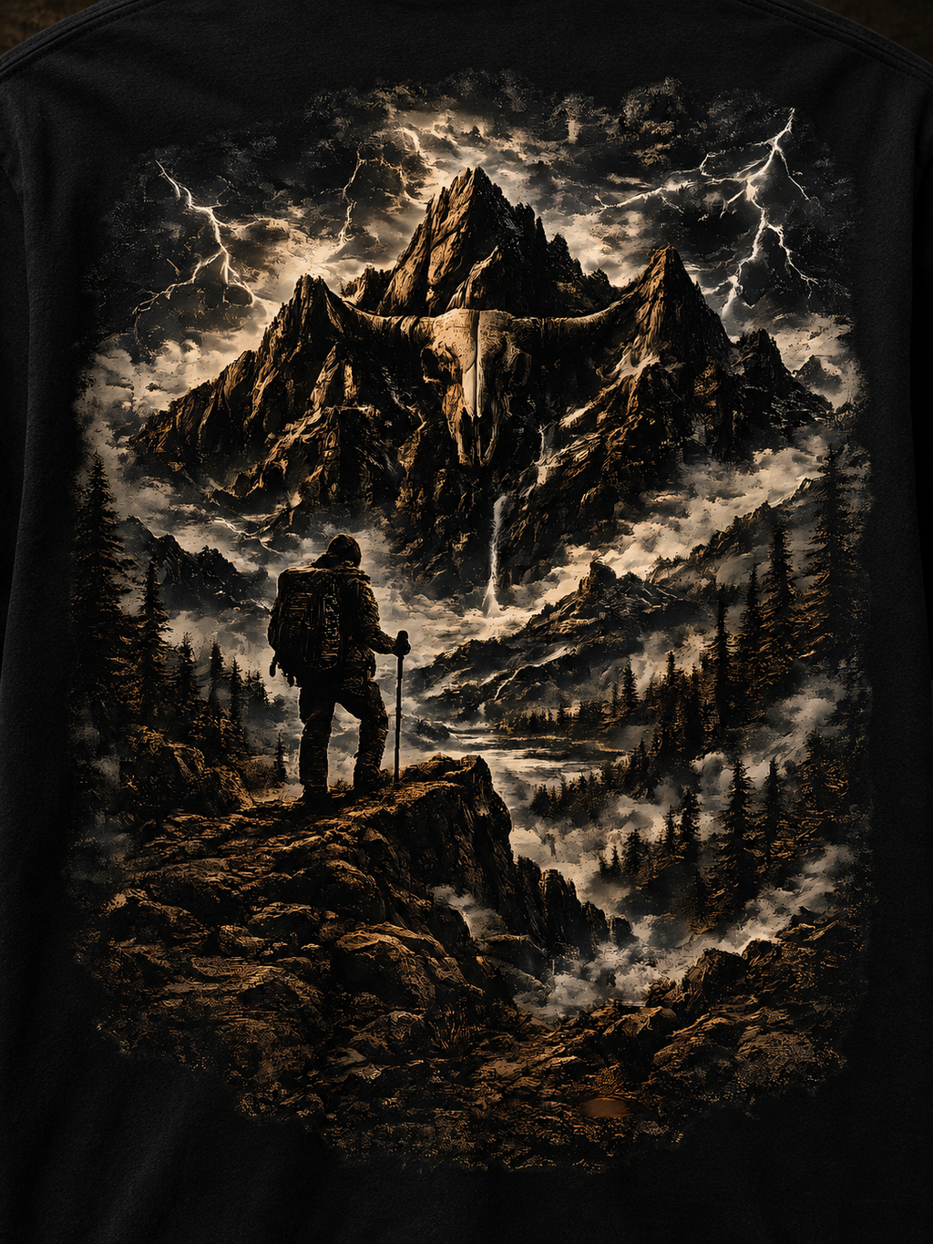 Mountain Wanderer Tee | Longhorn Skull Wilderness Adventure Shirt