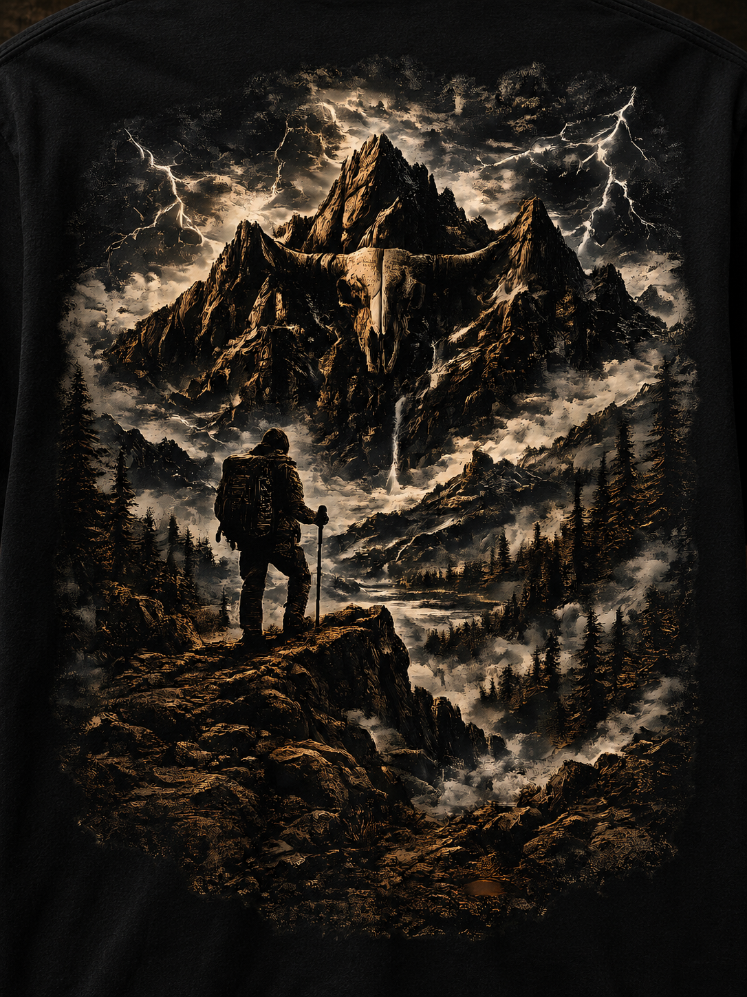 Mountain Wanderer Tee | Longhorn Skull Wilderness Adventure Shirt