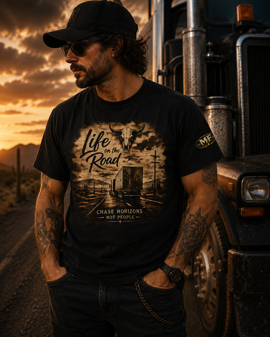 Life on the Road Trucker Tee | Western Road Trip Graphic Shirt