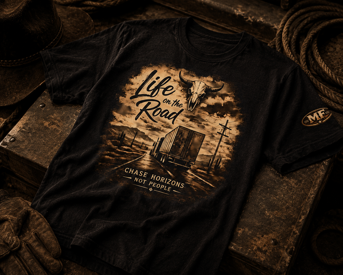 Life on the Road Trucker Tee | Western Road Trip Graphic Shirt