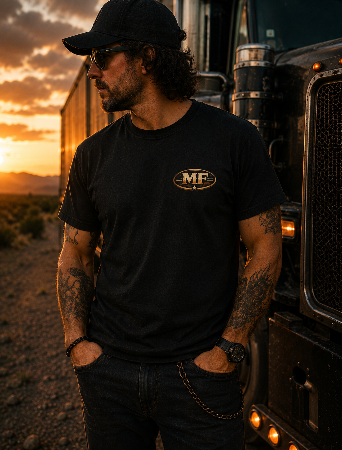 T-shirt « The Road Is Calling » | Haut de camionneur western avec crâne de longhorn
