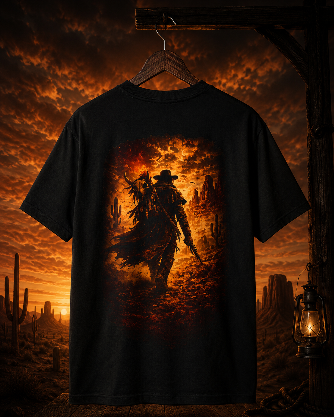 Dark Western Shirt, Cowboy Back Print Tee, Vintage Outlaw Graphic T-Shirt, Desert Rider Skull Shirt, Gothic Western Gift