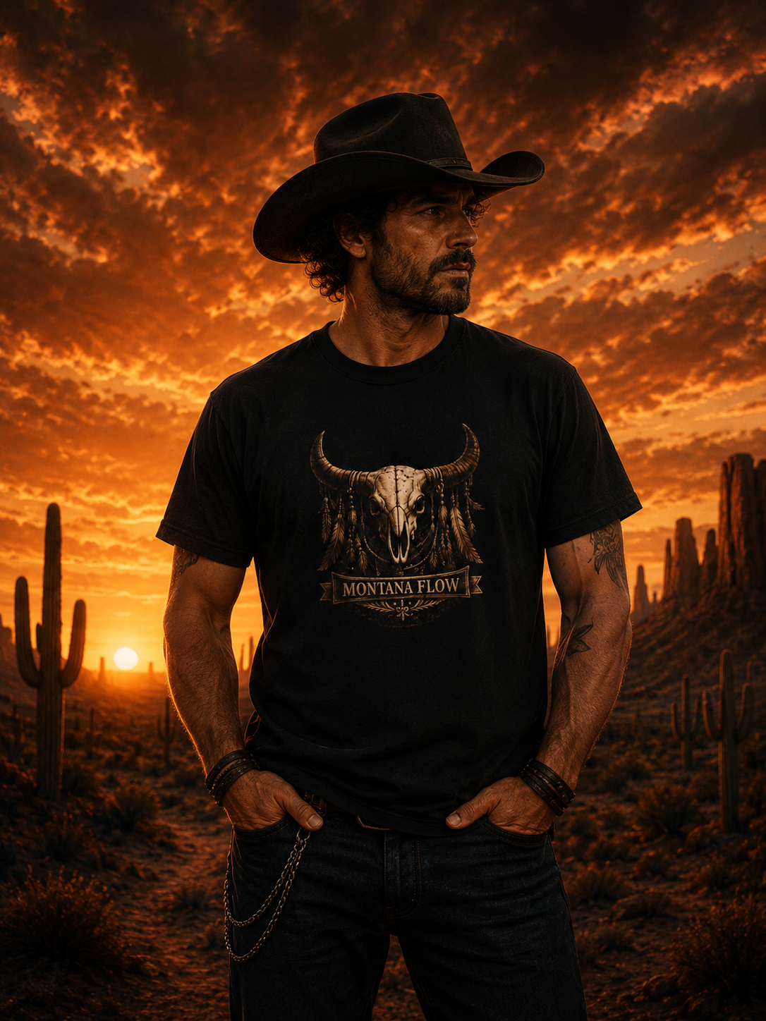 Dark Western Shirt, Cowboy Back Print Tee, Vintage Outlaw Graphic T-Shirt, Desert Rider Skull Shirt, Gothic Western Gift