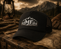 Mountain Trucker Hat, Forest Snapback Cap, Hiking Outdoor Hat, Pine Tree Mesh Cap, Nature Lover Gift