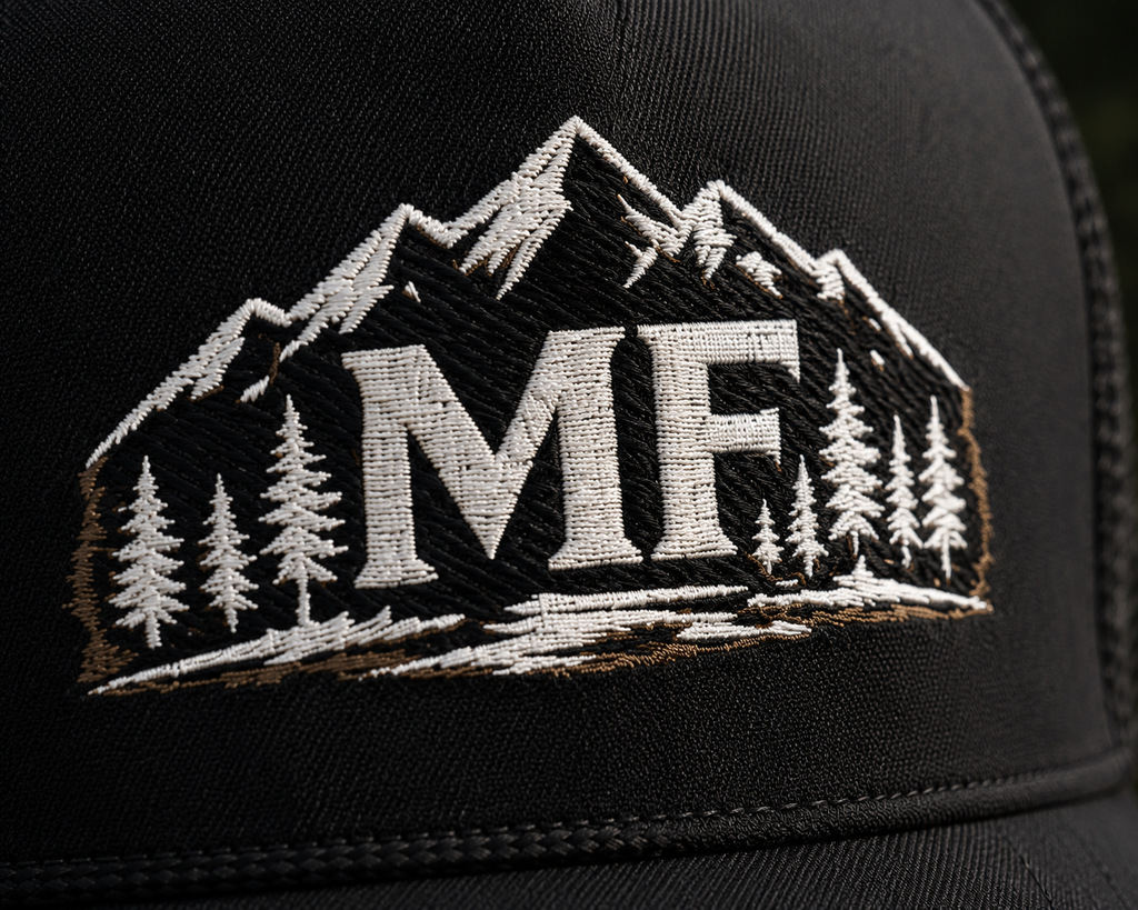 Mountain Trucker Hat, Forest Snapback Cap, Hiking Outdoor Hat, Pine Tree Mesh Cap, Nature Lover Gift