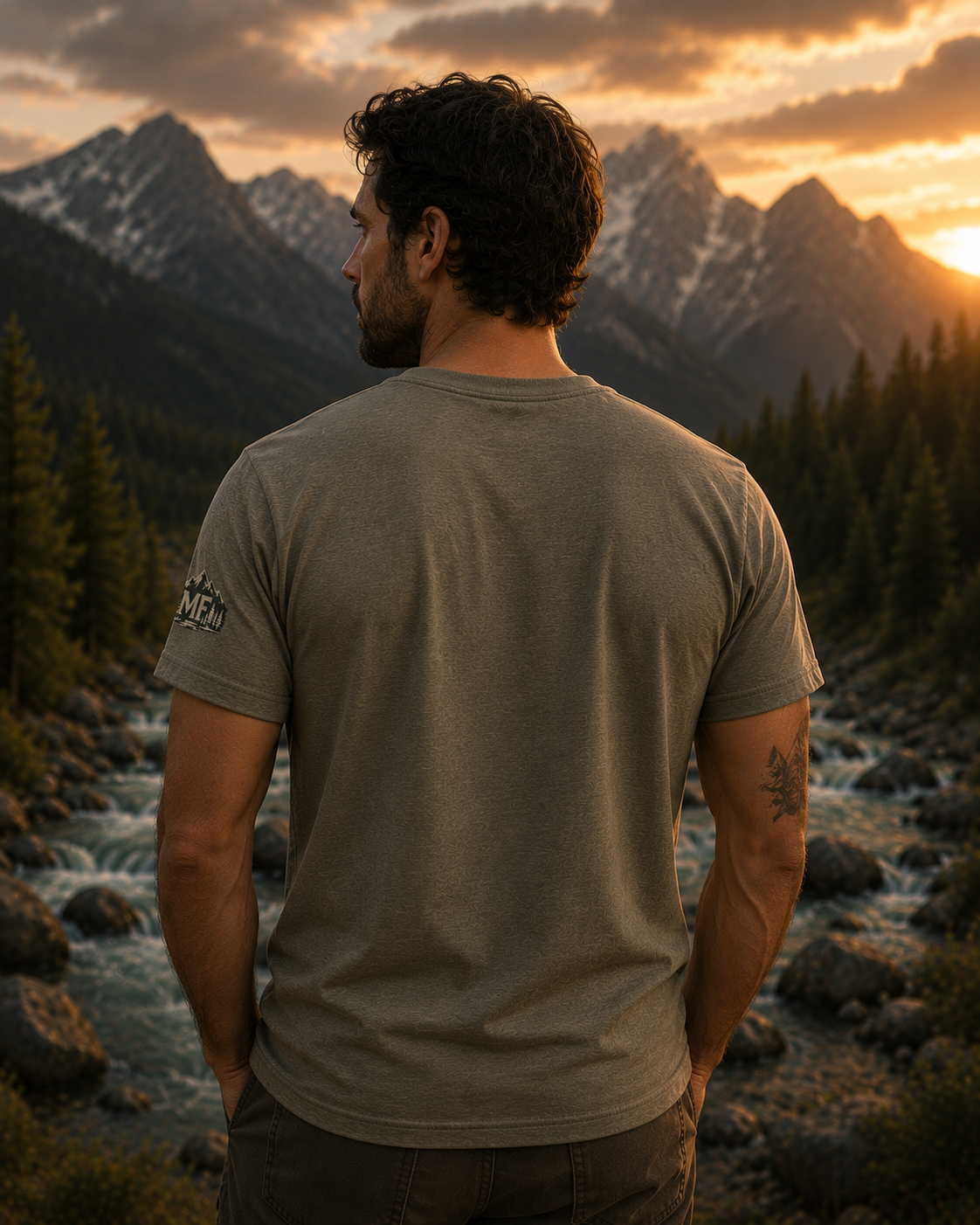 Chemise Rivière de Montagne, T-shirt Vintage à Motif Nature, Chemise de Randonnée et Camping, T-shirt d'Extérieur Parc National