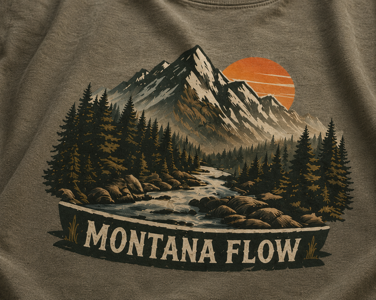 Chemise Rivière de Montagne, T-shirt Vintage à Motif Nature, Chemise de Randonnée et Camping, T-shirt d'Extérieur Parc National