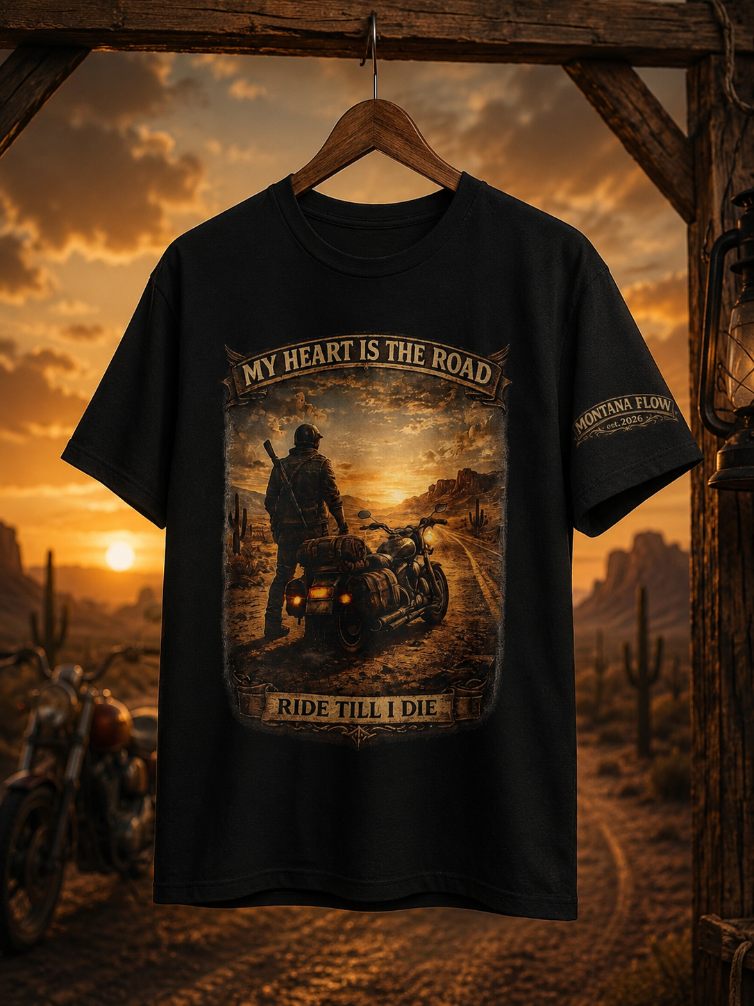 Biker Shirt Ride Till I Die, My Heart Is The Road Tee, Motorcycle Graphic Shirt, Vintage Western Desert Rider Gift