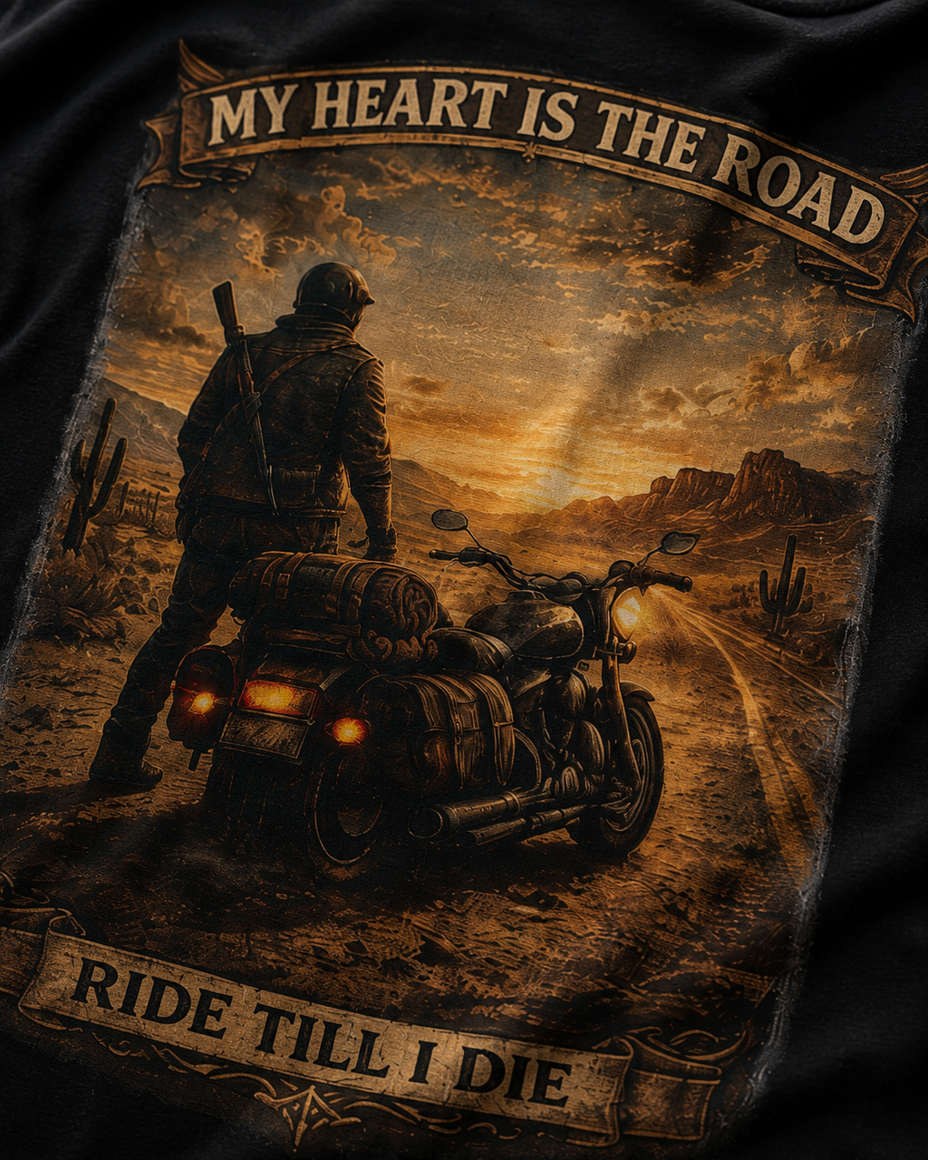 Biker Shirt Ride Till I Die, My Heart Is The Road Tee, Motorcycle Graphic Shirt, Vintage Western Desert Rider Gift