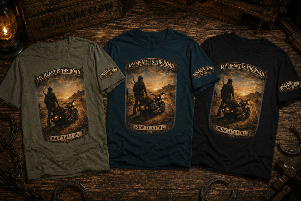 Biker Shirt Ride Till I Die, My Heart Is The Road Tee, Motorcycle Graphic Shirt, Vintage Western Desert Rider Gift
