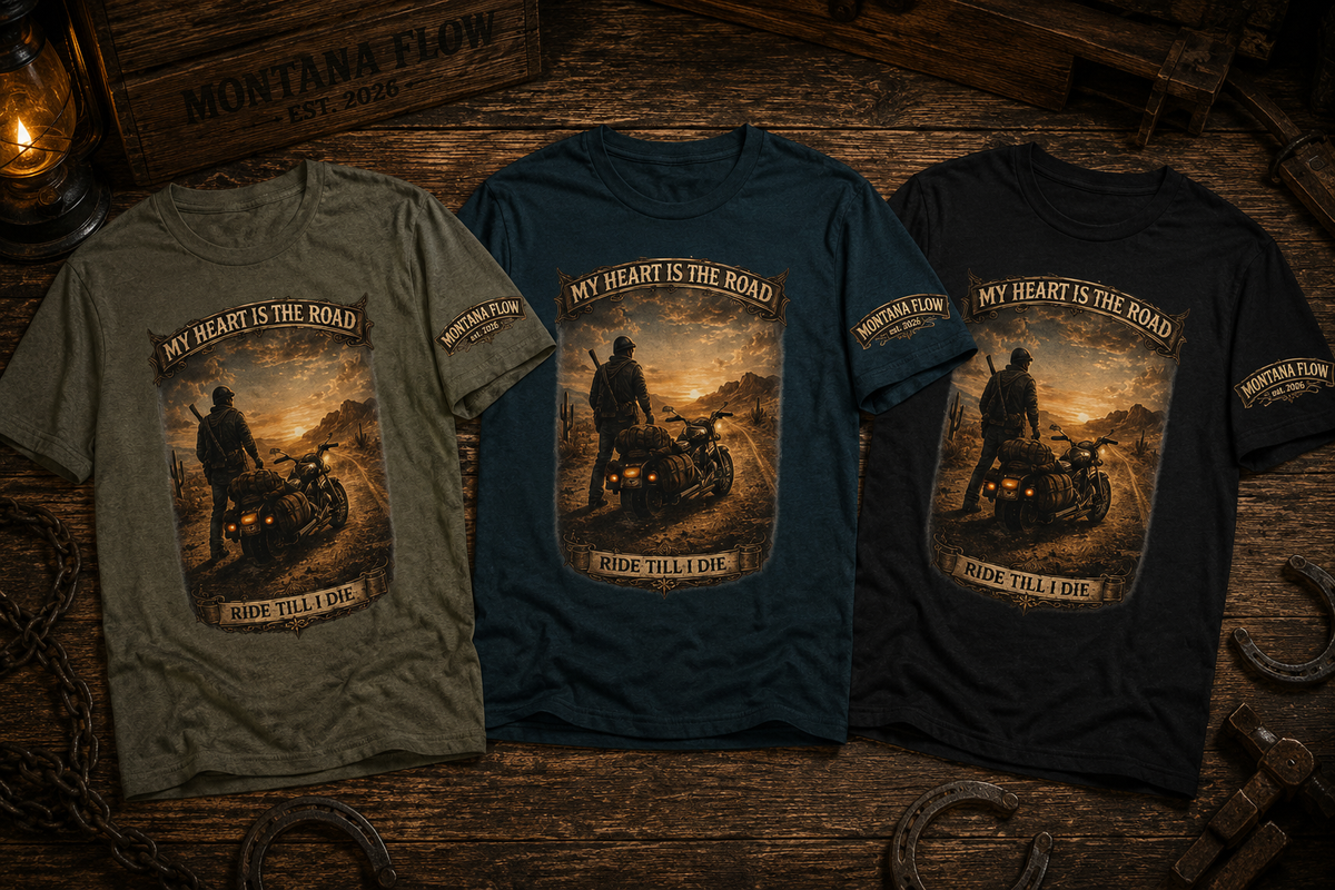 Biker Shirt Ride Till I Die, My Heart Is The Road Tee, Motorcycle Graphic Shirt, Vintage Western Desert Rider Gift