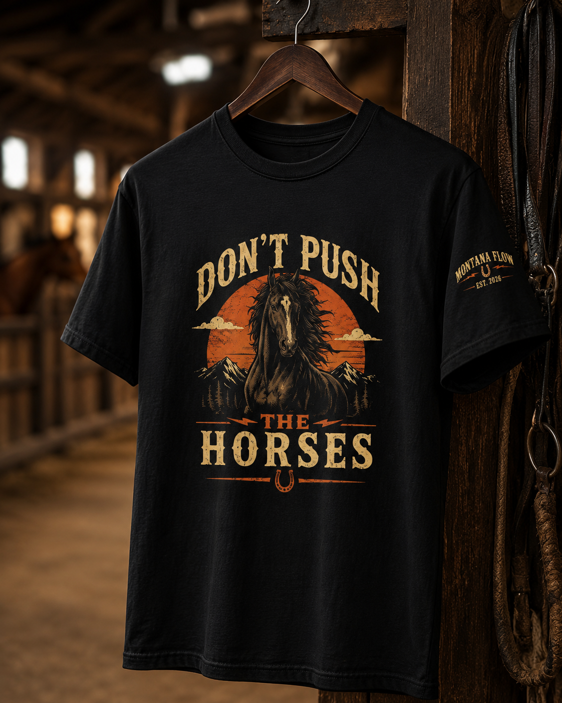 Don't Push The Horses Shirt, Western Horse Shirt, Cowboy Tee, Ranch Graphic T-Shirt, Horse Lover Gift, Country Western Unisex Tee