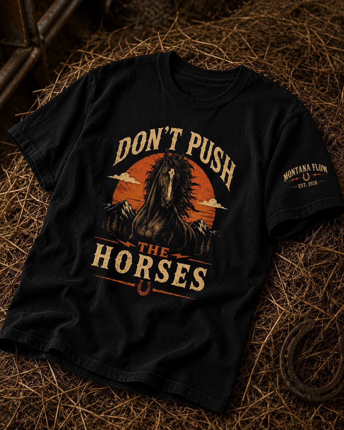 Don't Push The Horses Shirt, Western Horse Shirt, Cowboy Tee, Ranch Graphic T-Shirt, Horse Lover Gift, Country Western Unisex Tee
