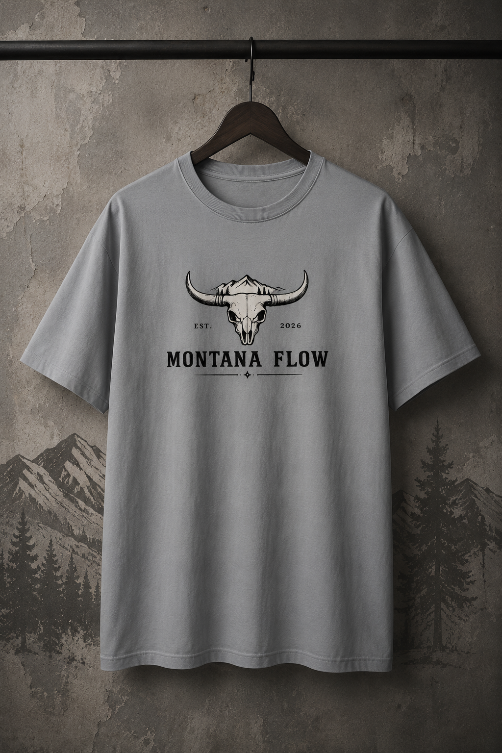 Bull Skull Montana Flow T-Shirt | Western Graphic Tee | Cowboy Shirt