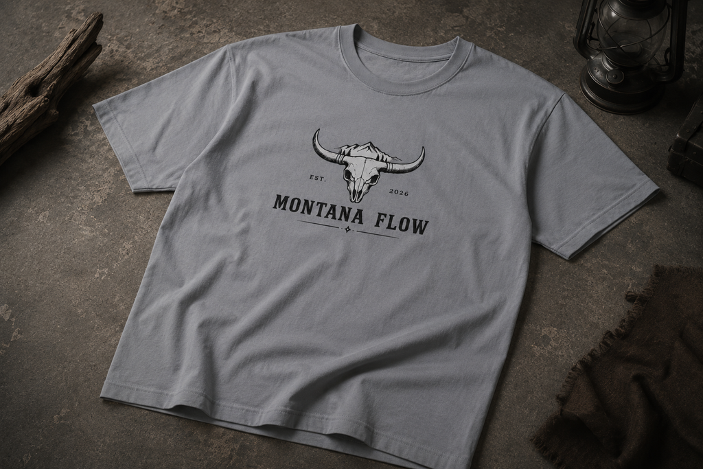 Bull Skull Montana Flow T-Shirt | Western Graphic Tee | Cowboy Shirt