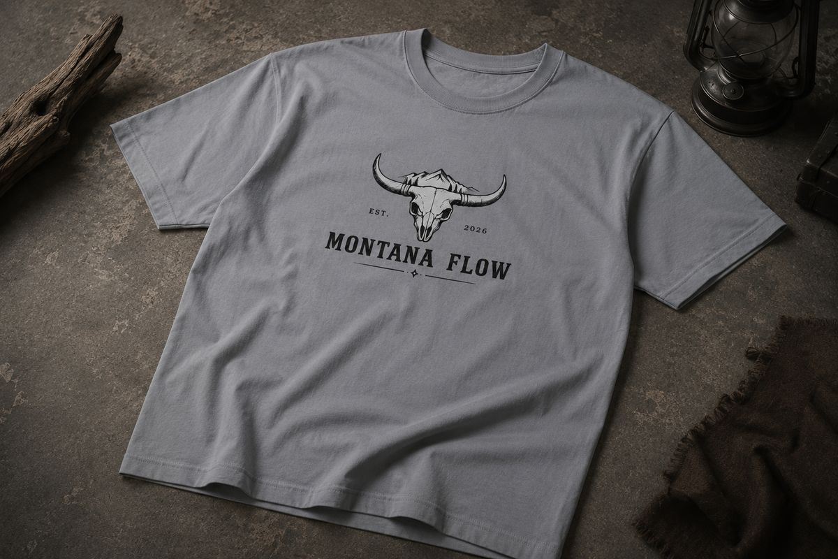 Bull Skull Montana Flow T-Shirt | Western Graphic Tee | Cowboy Shirt