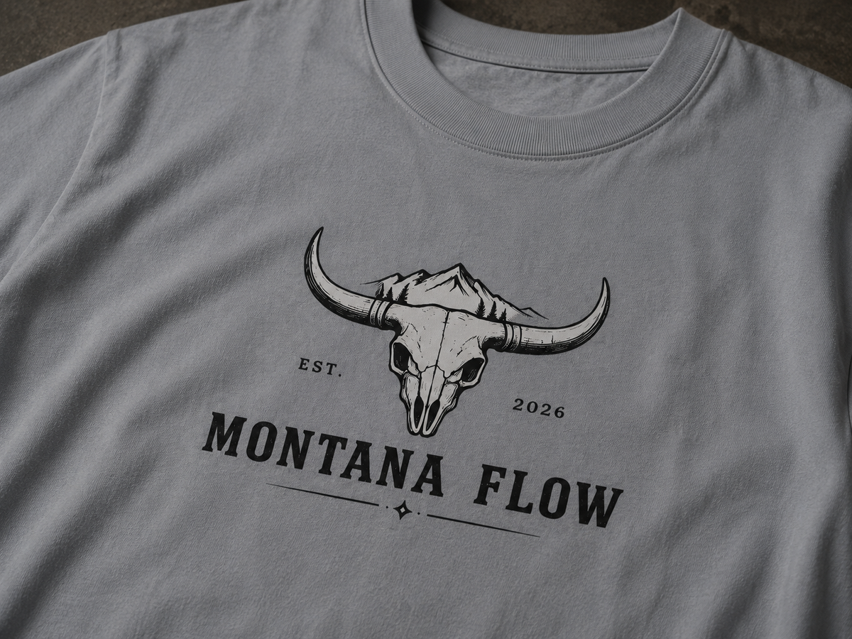 Bull Skull Montana Flow T-Shirt | Western Graphic Tee | Cowboy Shirt