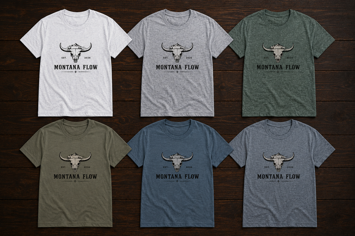 Bull Skull Montana Flow T-Shirt | Western Graphic Tee | Cowboy Shirt