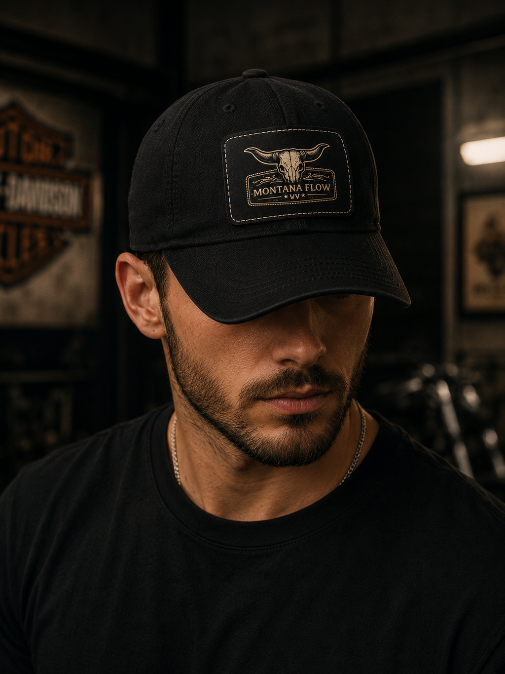 Casquette avec écusson en cuir tête de longhorn | Chapeau western | Casquette de cowboy | Cadeau style ranch