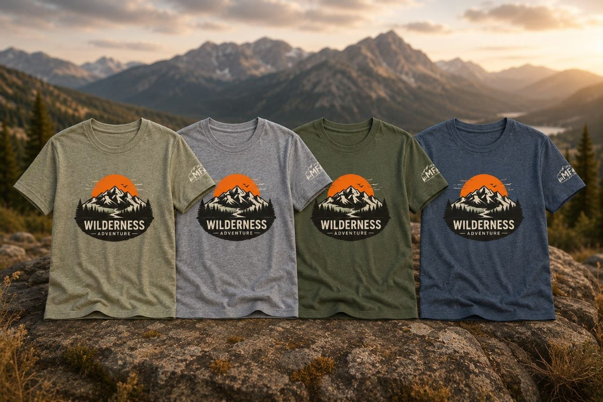 T-shirt de randonnée coucher de soleil en montagne | T-shirt aventure en pleine nature | Haut graphique camping et plein air