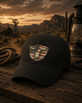 American Flag Bull Skull Hat | Western Cowboy Dad Cap | Patriotic USA Hat