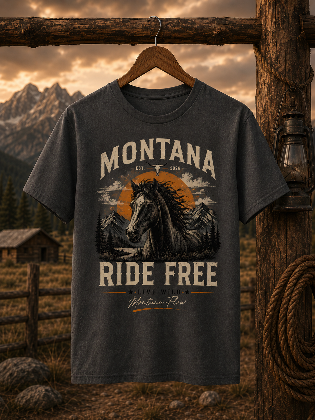 T-shirt western | T-shirt graphique de cow-boy | T-shirt « Ride Free »