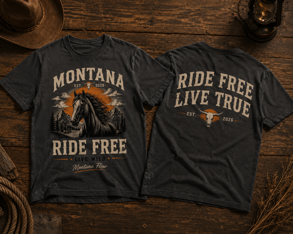 T-shirt western | T-shirt graphique de cow-boy | T-shirt « Ride Free »