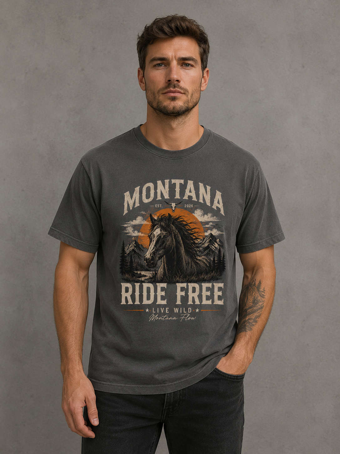 T-shirt western | T-shirt graphique de cow-boy | T-shirt « Ride Free »
