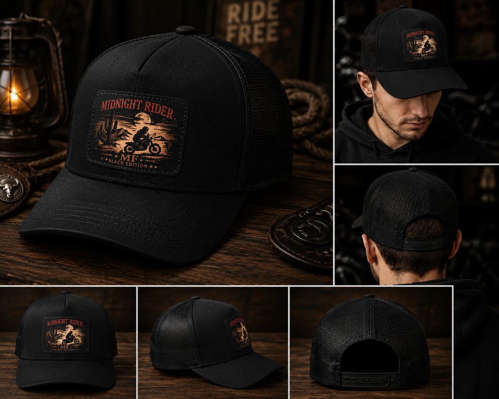Casquette de moto Midnight Rider, casquette de motard style camionneur, cadeau pour motard