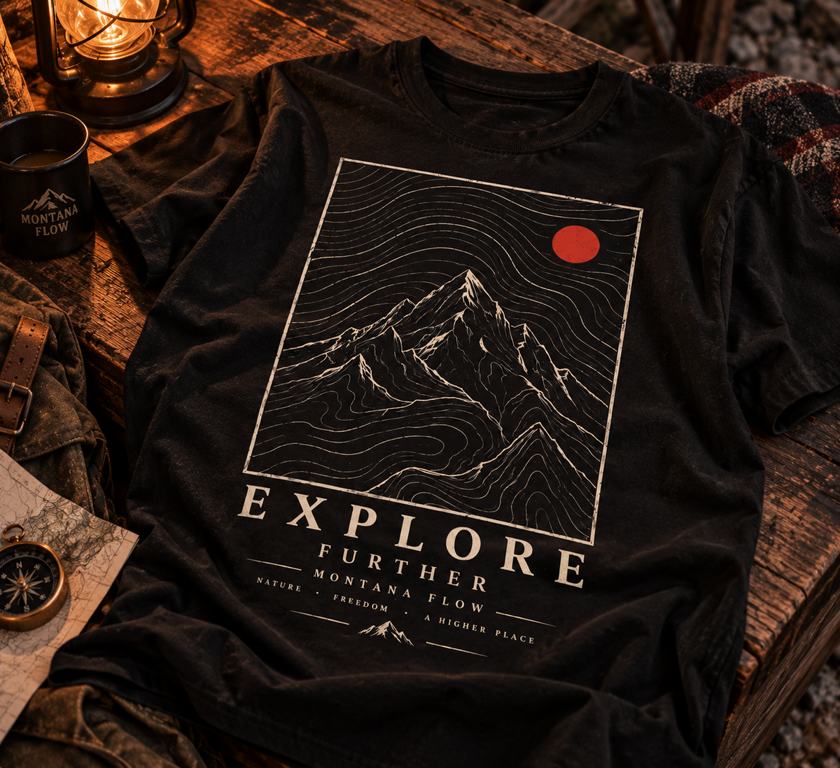 Explore Further Mountain T-Shirt | Adventure Graphic Tee | Outdoor Hiking Shirt