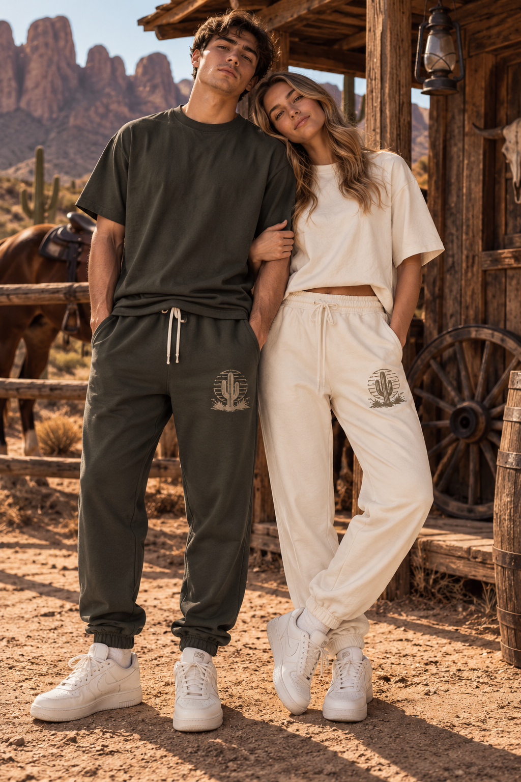 Cactus Graphic Garment-Dyed Fleece Sweatpants