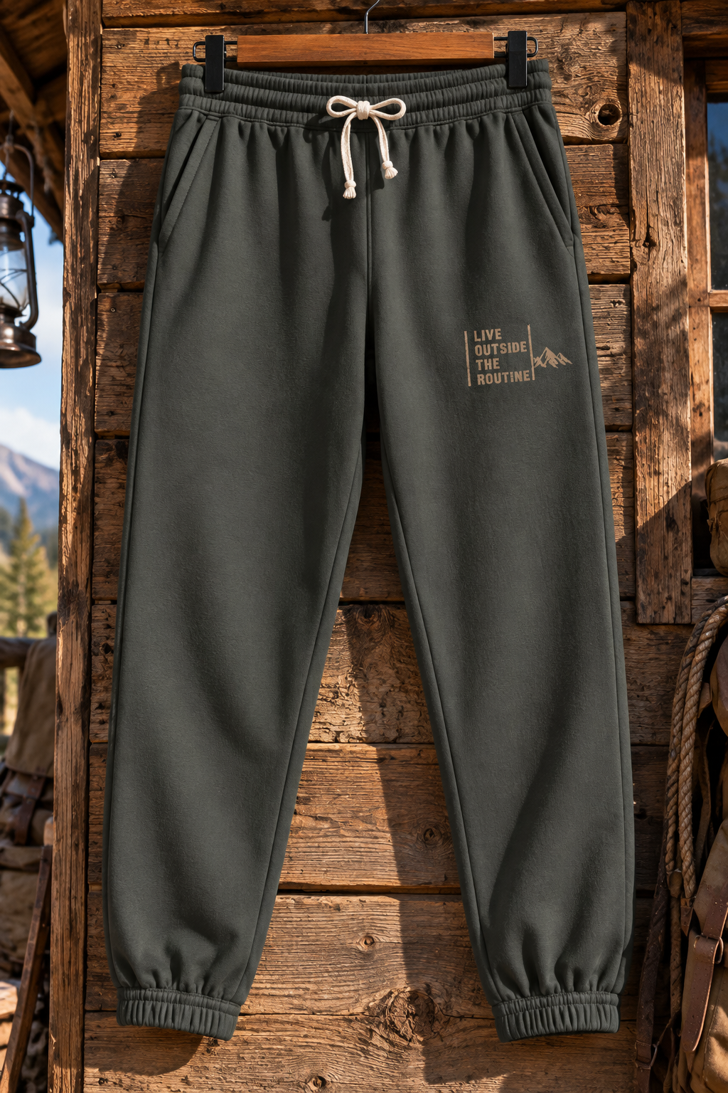 Fleece Sweatpants | I Live Outside the Routine, Unisex Outdoor Joggers, Hiking Pants