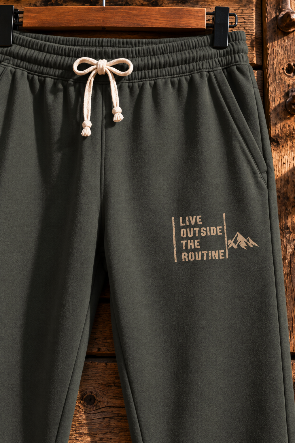 Fleece Sweatpants | I Live Outside the Routine, Unisex Outdoor Joggers, Hiking Pants