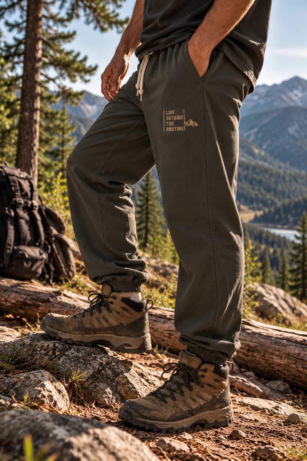 Fleece Sweatpants | I Live Outside the Routine, Unisex Outdoor Joggers, Hiking Pants