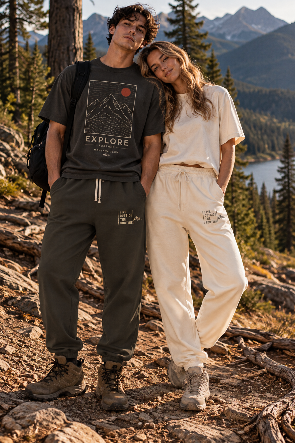 Fleece Sweatpants | I Live Outside the Routine, Unisex Outdoor Joggers, Hiking Pants