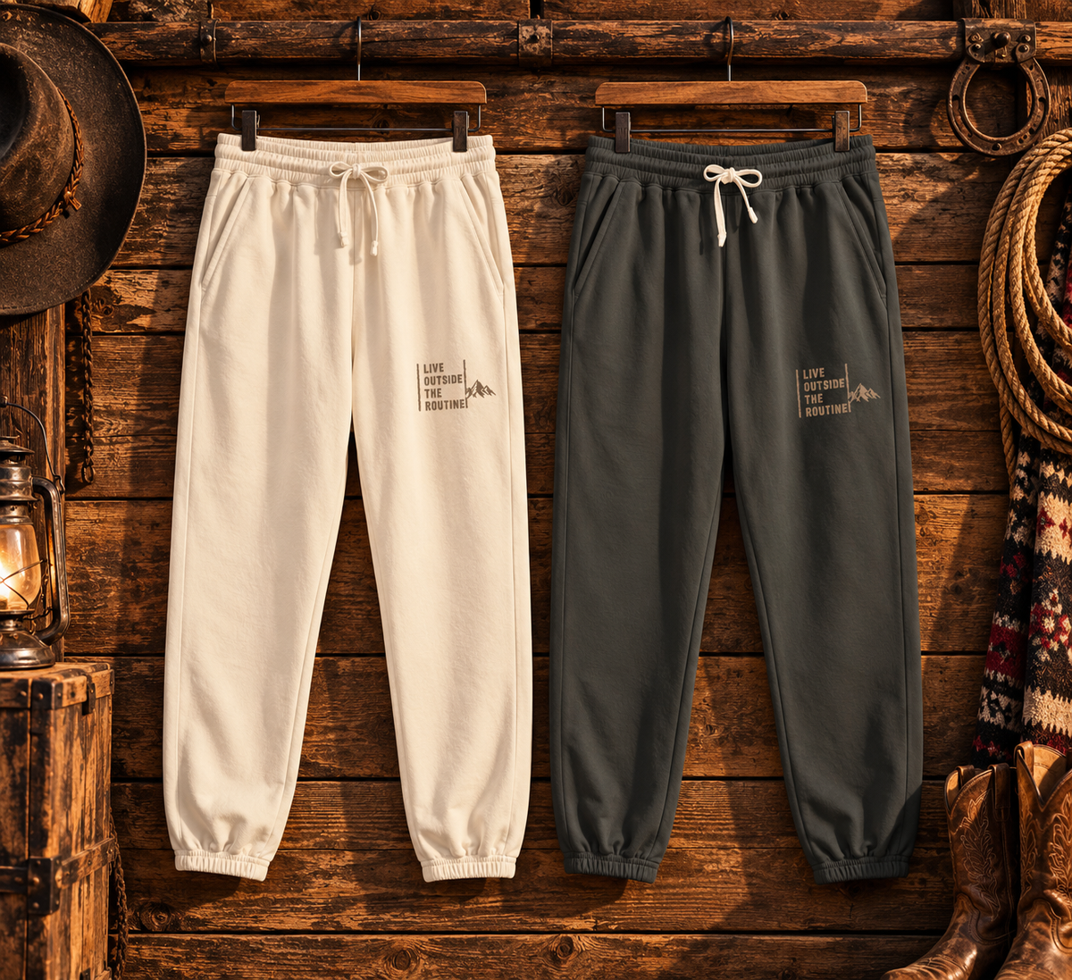 Fleece Sweatpants | I Live Outside the Routine, Unisex Outdoor Joggers, Hiking Pants